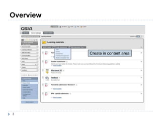 Overview
3
Create in content area
 