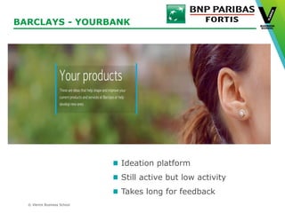 © Vlerick Business School
BARCLAYS - YOURBANK
Ideation platform
Still active but low activity
Takes long for feedback
 