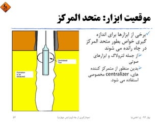 ‫اﺑﺰار‬ ‫ﻣﻮﻗﻌﻴﺖ‬:‫اﻟﻤﺮﻛﺰ‬ ‫ﻣﺘﺤﺪ‬
‫اﻧﺪازه‬ ‫ﺑﺮاي‬ ‫اﺑﺰارﻫﺎ‬ ‫از‬ ‫ﺑﺮﺧﻲ‬
‫اﻟﻤﺮﻛ‬ ‫ﻣﺘﺤﺪ‬ ‫ﺑﻄﻮر‬ ‫ﺧﻮاص‬ ‫ﮔﻴﺮي‬‫ﺰ‬
‫ﺷﻮﻧﺪ‬ ‫ﻣﻲ‬ ‫راﻧﺪه‬ ‫ﭼﺎه‬ ‫در‬
‫اﺑﺰارﻫﺎي‬ ‫و‬ ‫ﻟﺘﺮوﻻگ‬ ‫ﺟﻤﻠﻪ‬ ‫از‬
‫ﺻﻮﺗﻲ‬
‫ﻛﻨﻨﺪه‬ ‫ﻣﺘﻤﺮﻛﺰ‬ ‫از‬ ‫ﻣﻨﻈﻮر‬ ‫ﺑﺪﻳﻦ‬
،‫ﻫﺎي‬centralizer‫ﻣﺨﺼﻮﺻﻲ‬
‫ﺷﻮد‬ ‫ﻣﻲ‬ ‫اﺳﺘﻔﺎده‬.
‫ﺑﻬﺎر‬94-‫ح‬.‫اﻋﻠﻤﻲ‬‫ﻧﻴﺎ‬‫ﭼﺎه‬ ‫از‬ ‫ﻧﻤﻮدارﮔﻴﺮي‬)‫ﭼﻬﺎرم‬ ‫وﻳﺮاﻳﺶ‬(54
 