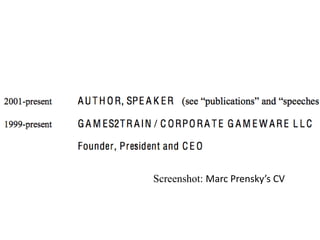 Screenshot: Marc Prensky’s CV
 