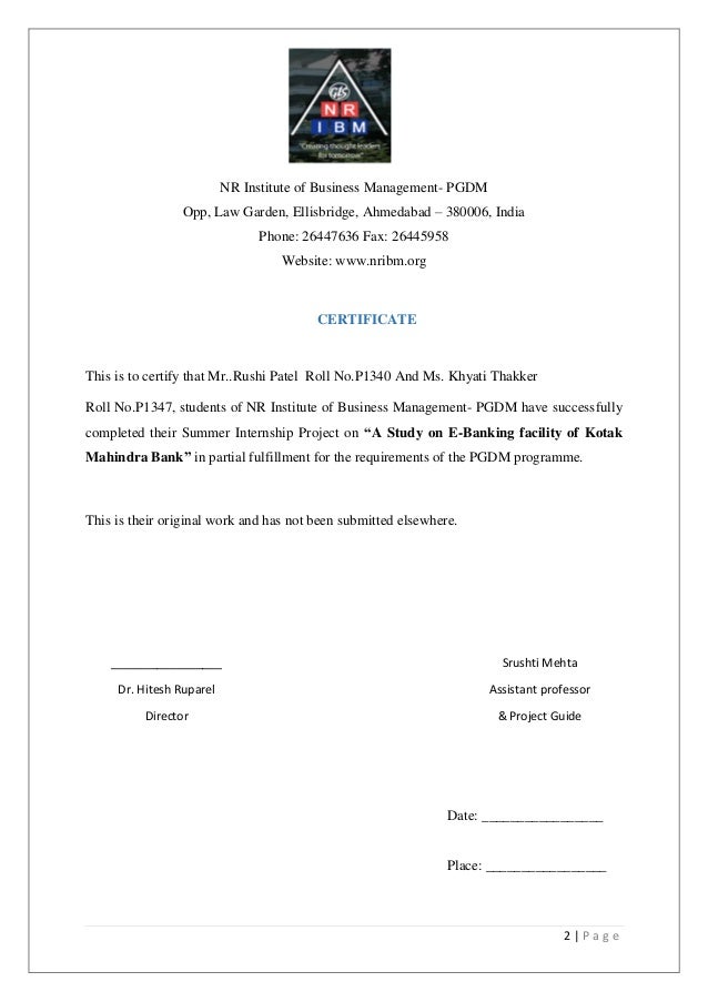 A Study On E Banking Facility Of Kotak Mahindra Bank