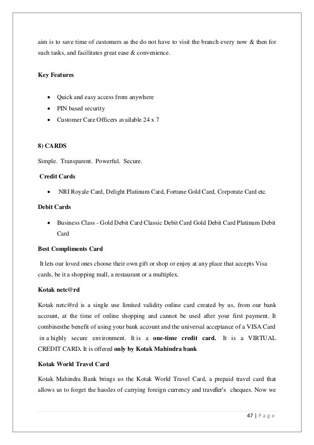 A Study On E Banking Facility Of Kotak Mahindra Bank - 