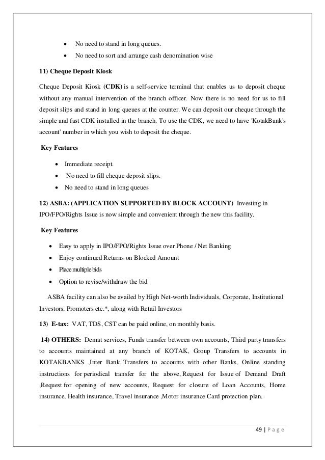 A Study On E Banking Facility Of Kotak Mahindra Bank - 