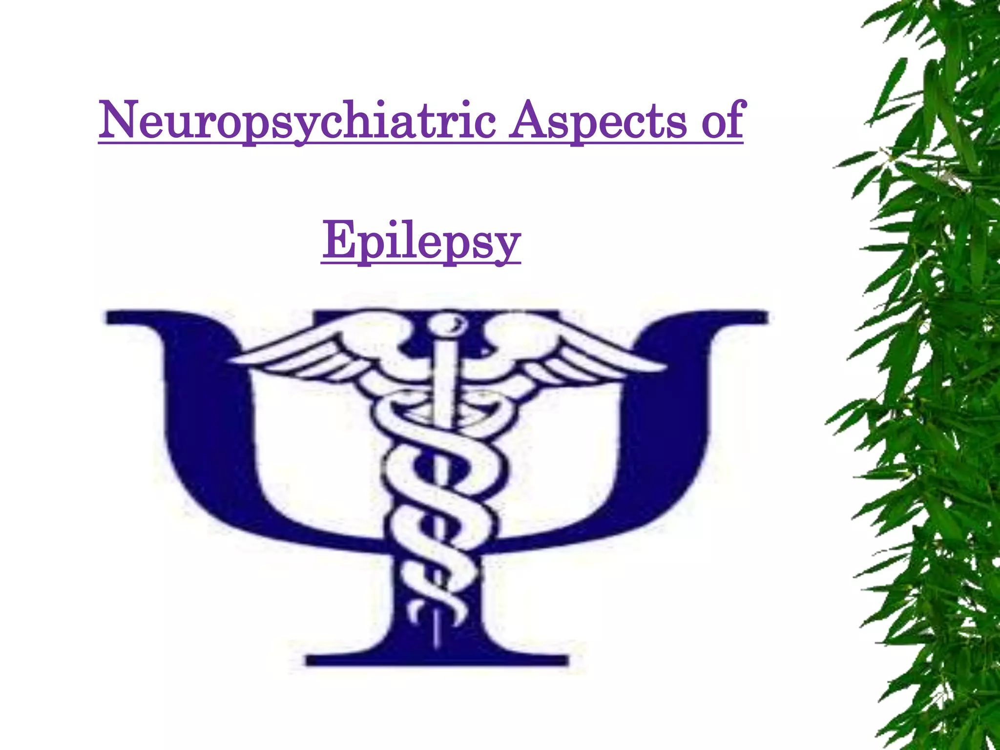 Neuropsychiatric Aspects of
Epilepsy
 