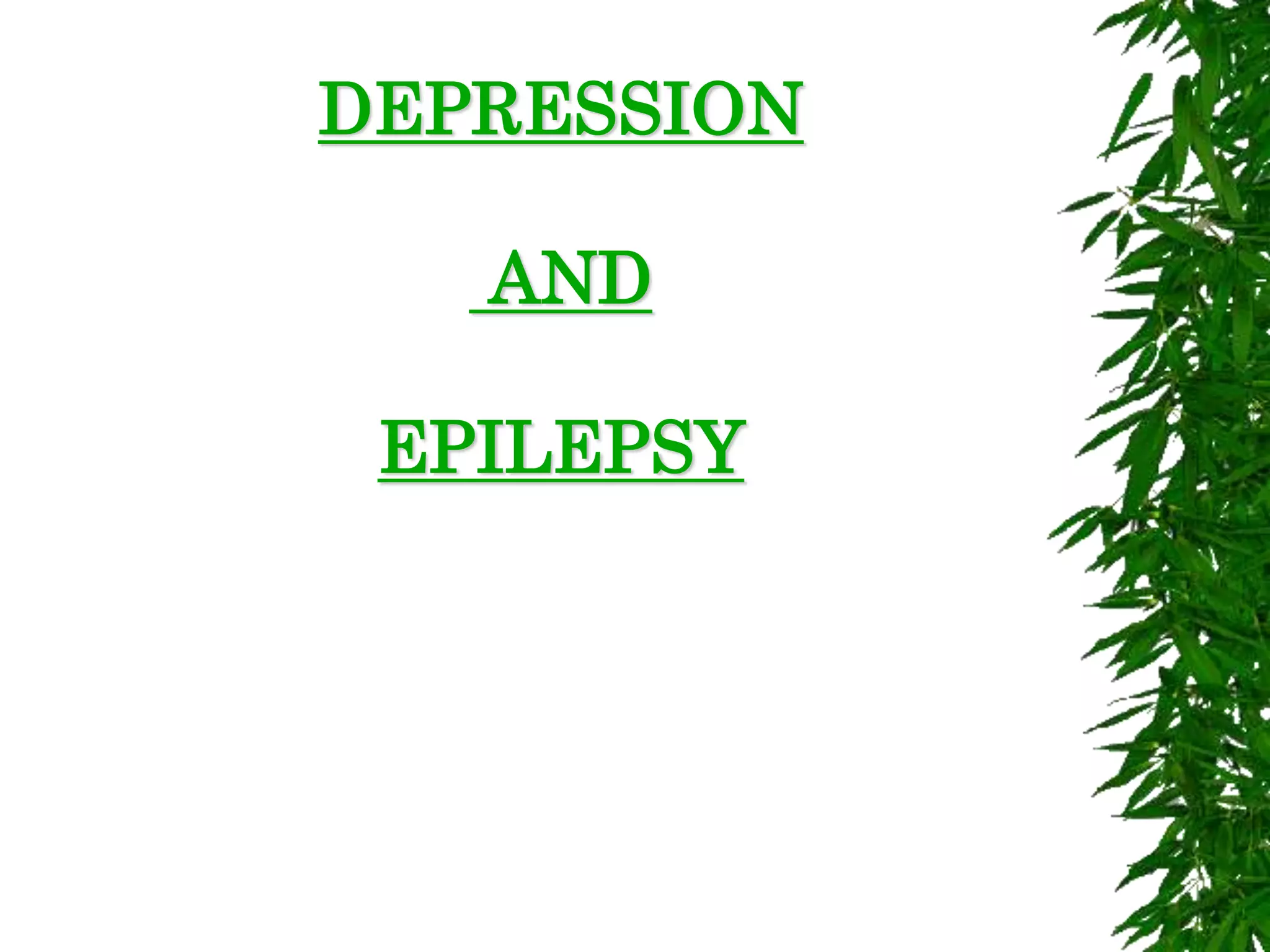 DEPRESSION
AND
EPILEPSY
 