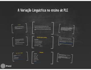 O lugar da Variação Linguística no ensino de PLE