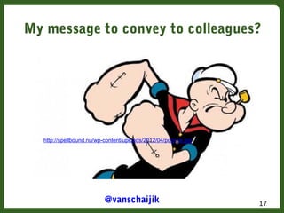 My message to convey to colleagues?
17@vanschaijik
http://spellbound.nu/wp-content/uploads/2012/04/popeye.jpg
 