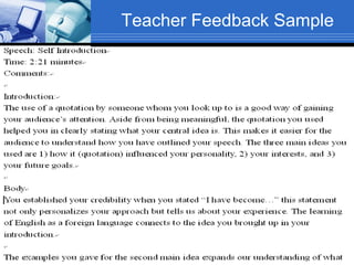 Teacher Feedback Sample  