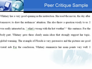 Peer Critique Sample 