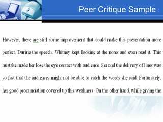 Peer Critique Sample 