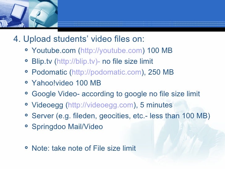 vlogging youtube file size limit
