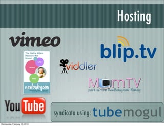 Hosting




                               syndicate using:
Wednesday, February 10, 2010
 