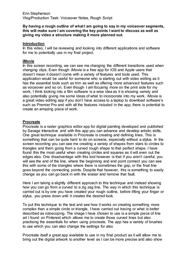 Vlog Task Script | PDF