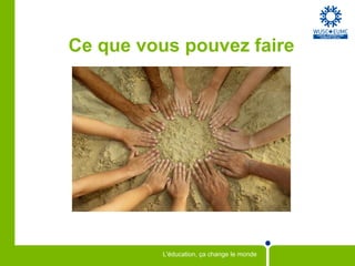 Ce que vous pouvez faire




          L'éducation, ça change le monde
 