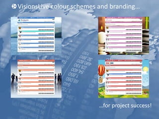 VisionsLive colour schemes and branding…
…for project success!
 