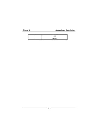 Chapter 1                 Motherboard Description


            2          +12V
            3          Sense




                1-13
 