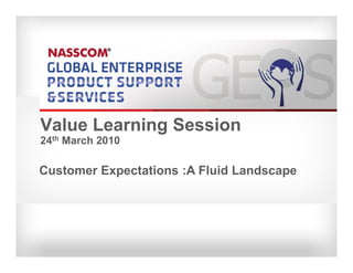 Value Learning Session
24th March 2010

Customer Expectations :A Fluid Landscape
 