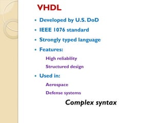 Comprehensive Introduction to Hardware Description Languages (HDL) for ...