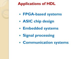 Comprehensive Introduction to Hardware Description Languages (HDL) for ...