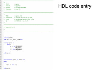 HDL code entry
 