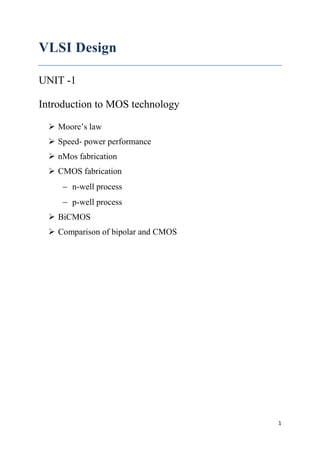 Vlsi design notes(1st unit) according to vtu syllabus.(BE) | PDF