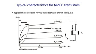 Typical characteristics for NMOS transistors
 Typical characteristics NMOS transistors are shown in Fig.2.2
 