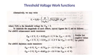 Threshold Voltage Work functions
 