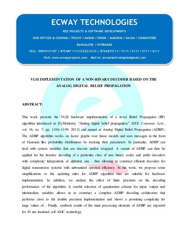 Vlsi implementation of a non binary decoder based on the analog digital