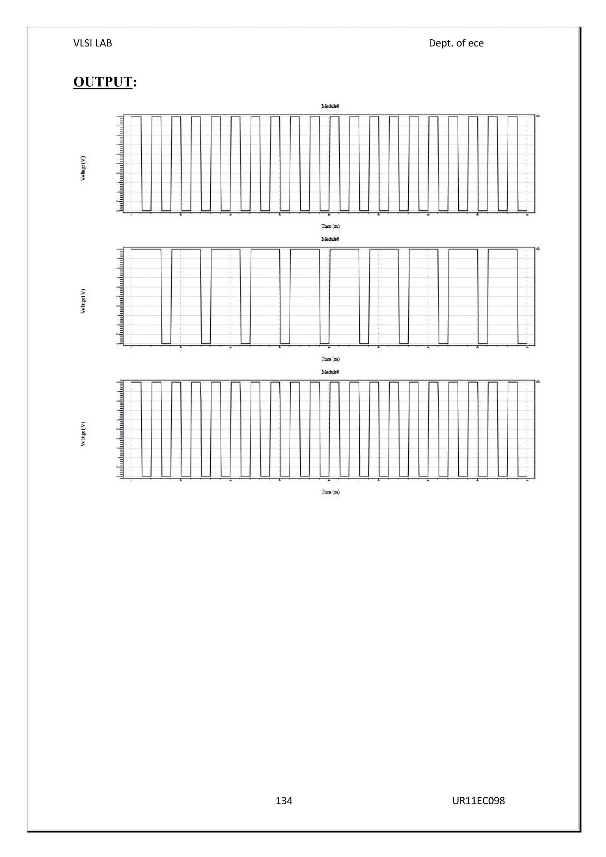 VLSI LAB Dept. of ece
134 UR11EC098
OUTPUT:
 
