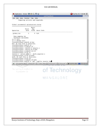 VLSI LAB MANUAL
Bearys Institute of Technology, Dept. of ECE, Mangaluru Page 13
 