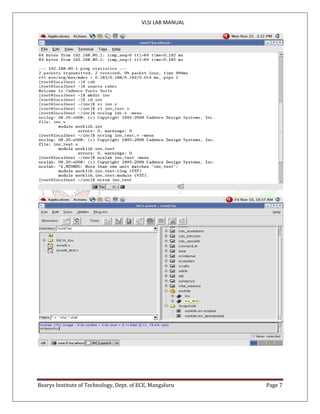 VLSI LAB MANUAL
Bearys Institute of Technology, Dept. of ECE, Mangaluru Page 7
 