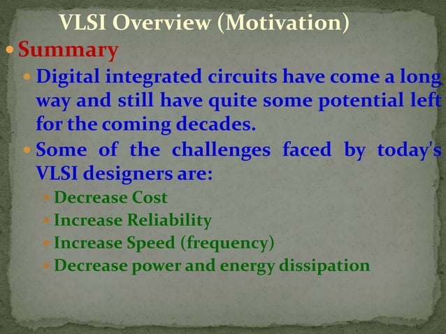 Very Large Scale Integrated Circuits VLSI Overview | PPTX | Physics ...