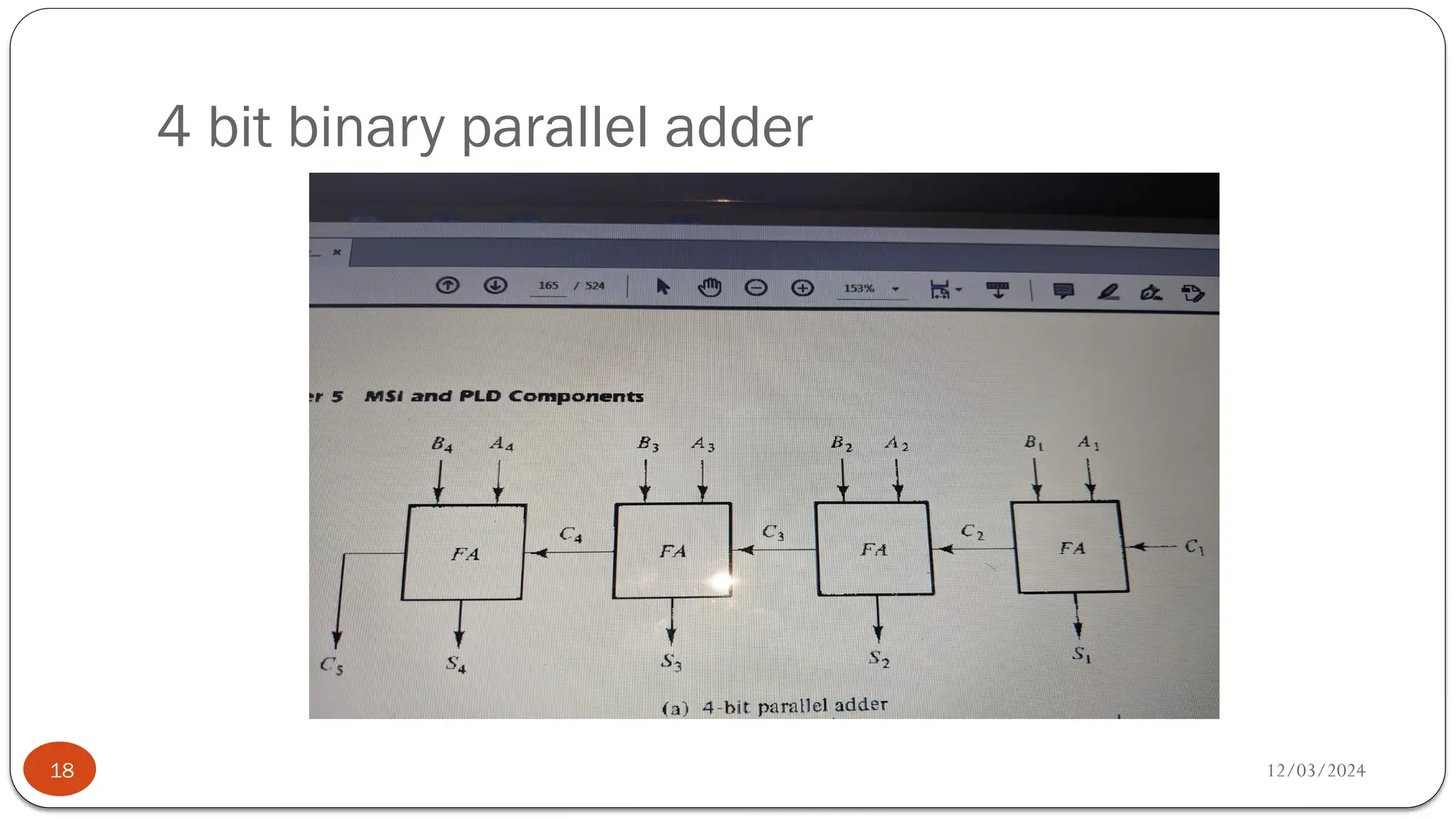 4 bit binary parallel adder
12/03/2024
18
 