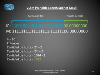Red Vlsm Cálculo VLSM y subredes | PPTX