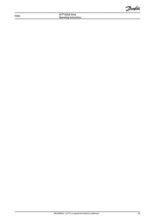 Index
VLT® AQUA Drive
Operating Instructions
MG20M902 - VLT® is a registered Danfoss trademark 85
 