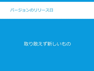 バージョンのリリース日
取り敢えず新しいもの
 