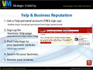Strategic Visibility. Be strategic. Be visible. Be found.
© 2014 Visibly Media LLC. All rights reserved. lisa@visiblymedia...