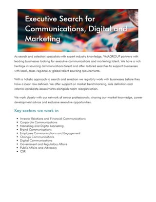 Executive Search for Communications, Digital and Marketing