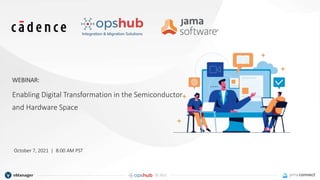 © 2021
WEBINAR:
October 7, 2021 | 8:00 AM PST
Enabling Digital Transformation in the Semiconductor
and Hardware Space
 