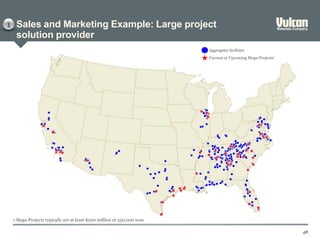 Sales and Marketing Example: Large project
solution provider
48
1
Aggregates facilities
Current or Upcoming Mega-Projects1
1 Mega-Projects typically are at least $200 million or 250,000 tons
 