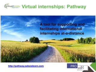 vmcolab.eu
Virtual internships: Pathway
http://pathway.sekoialearn.com
A tool for supporting and
facilitating international
internships at-a-distance
 