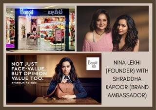 NINA LEKHI
(FOUNDER) WITH
SHRADDHA
KAPOOR (BRAND
AMBASSADOR)
 