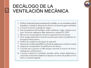 DECÀLOGO DE LA
VENTILACIÒN MECÀNICA
 