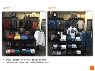 ANTES DEPOIS
• Mesa e parede com proposta do Flow de Abril.
• Trabalhei com o busto para dar visibilidade à mesa.
 