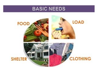 FOOD     LOAD




SHELTER   CLOTHING
 