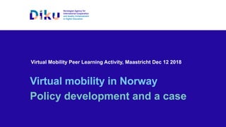 Virtual Mobility Peer Learning Activity, Maastricht Dec 12 2018
Virtual mobility in Norway
Policy development and a case
 