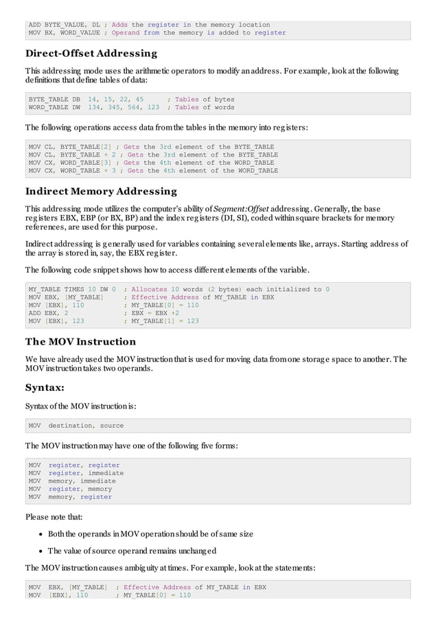 N asm assembly addressing modes sol 