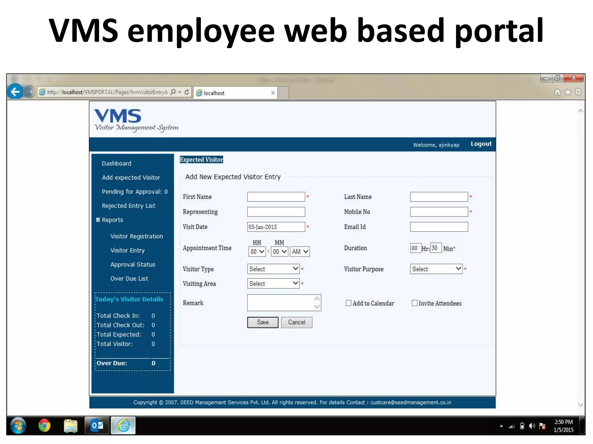 VMS employee web based portal
 