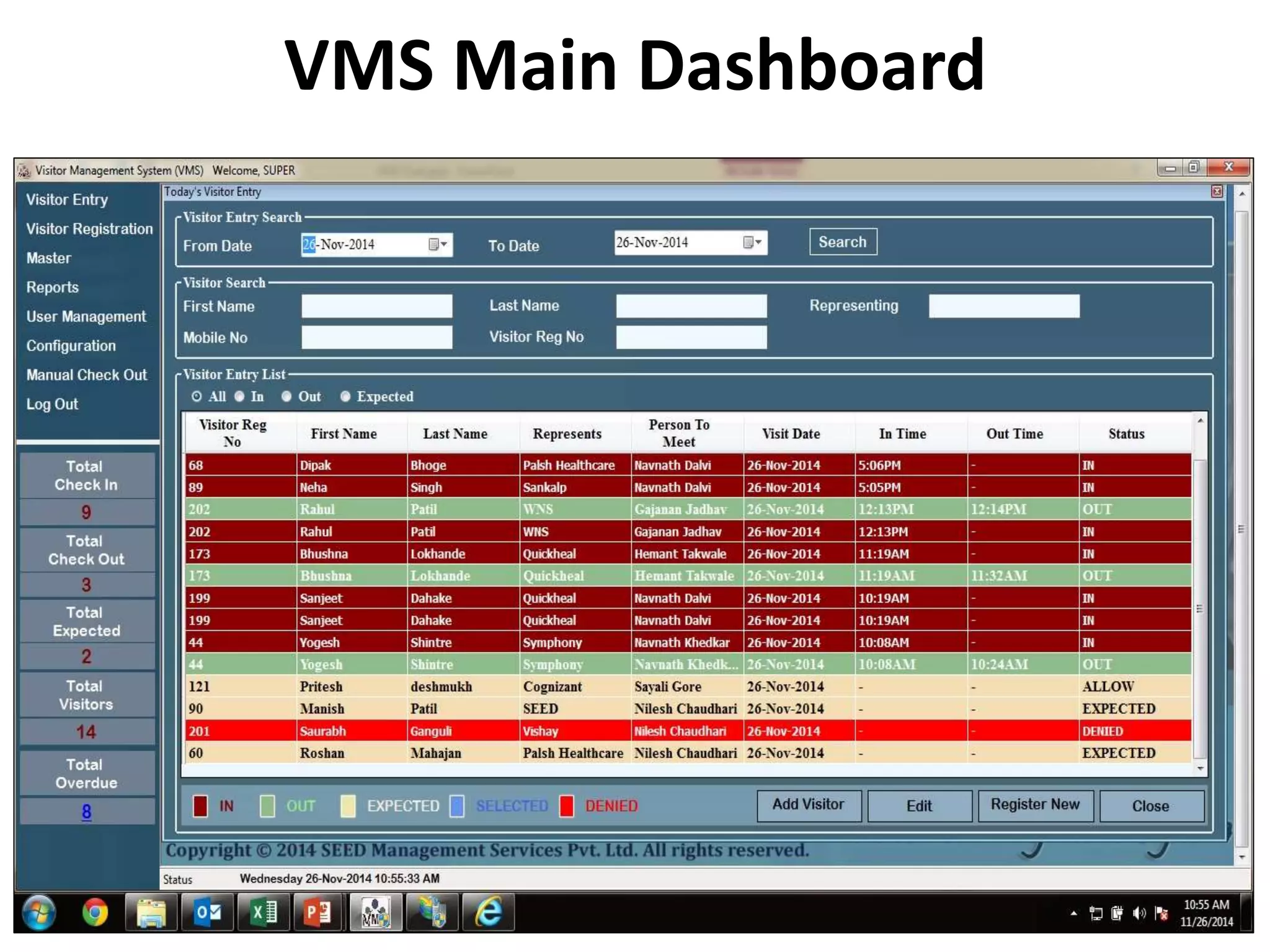 VMS Main Dashboard
 