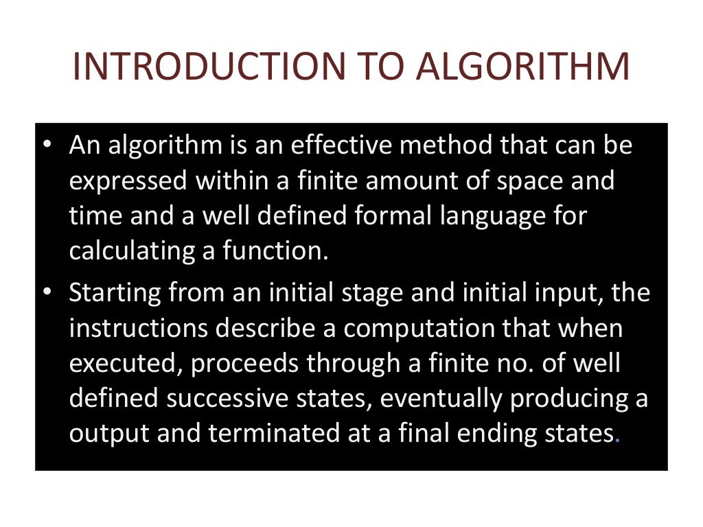 PPT ON ALGORITHM